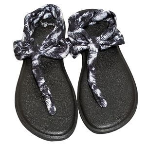 Sanuk Sling Ella Yoga Sandal flip flop black & white 9 US